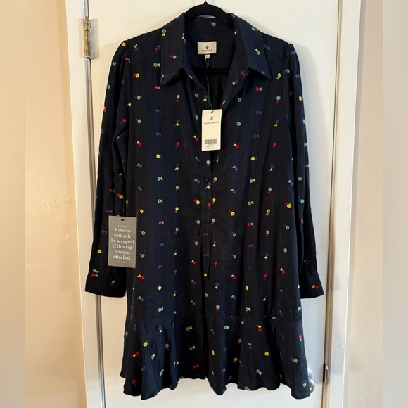 Tuckernuck Navy Embroidered Callahan Shirt Dress - Picture 4 of 8